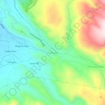 Pocoata topographic map, elevation, terrain