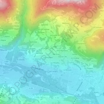 Champ Long topographic map, elevation, terrain