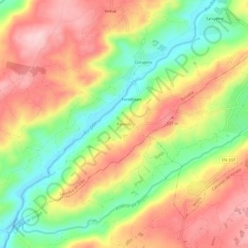 Penedo topographic map, elevation, terrain