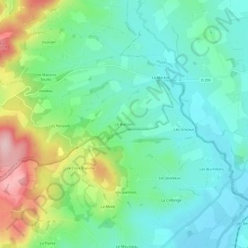 Le Buisson topographic map, elevation, terrain