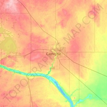 Camrose topographic map, elevation, terrain