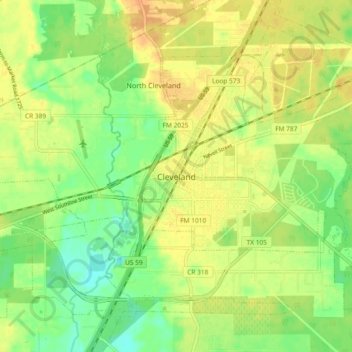 Cleveland topographic map, elevation, terrain