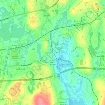 North Grafton topographic map, elevation, terrain