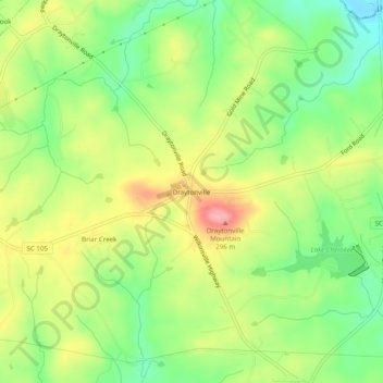 Draytonville topographic map, elevation, terrain