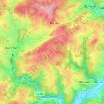 Hufe topographic map, elevation, terrain