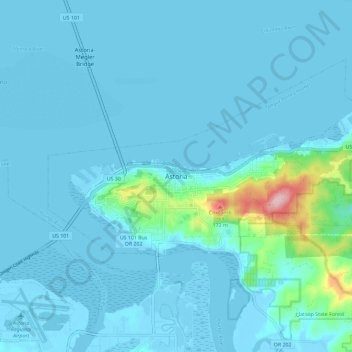 Astoria topographic map, elevation, terrain