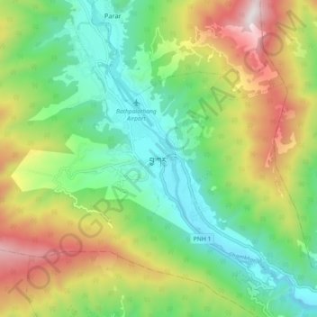 Jakar topographic map, elevation, terrain