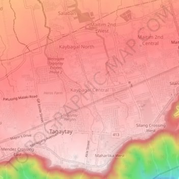 Kaybagal Central topographic map, elevation, terrain