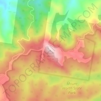 Mount Worth topographic map, elevation, terrain