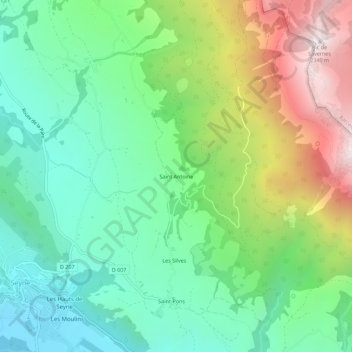 Saint Antoine topographic map, elevation, terrain