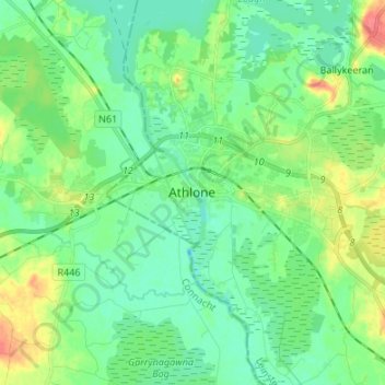 Athlone topographic map, elevation, terrain
