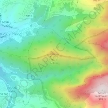Monte Muto topographic map, elevation, terrain