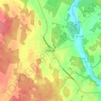 Billinge topographic map, elevation, terrain