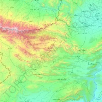 Orakzai Agency topographic map, elevation, terrain