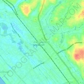 Kaniyapuram topographic map, elevation, terrain