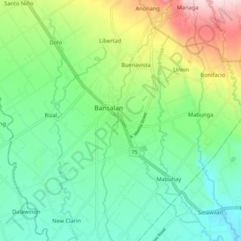 Bansalan topographic map, elevation, terrain