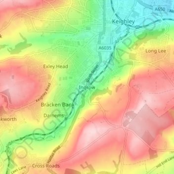 Ingrow topographic map, elevation, terrain