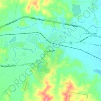 Gatton topographic map, elevation, terrain