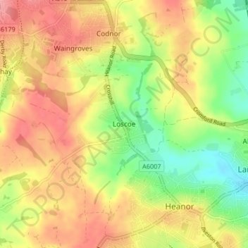 Loscoe topographic map, elevation, terrain