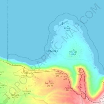 Kalaupapa topographic map, elevation, terrain