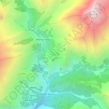 Phortse topographic map, elevation, terrain