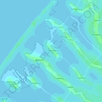 Timbulsloko topographic map, elevation, terrain