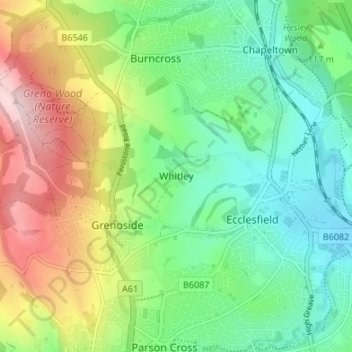 Whitley topographic map, elevation, terrain