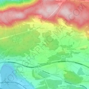 Trabenig topographic map, elevation, terrain