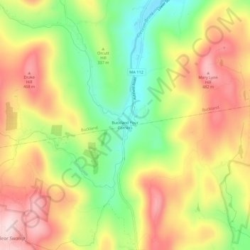 Buckland Four Corners topographic map, elevation, terrain