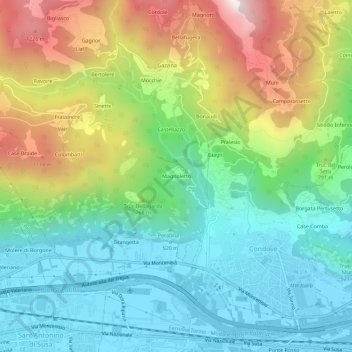 Magnoletto topographic map, elevation, terrain