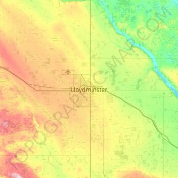 Lloydminster topographic map, elevation, terrain