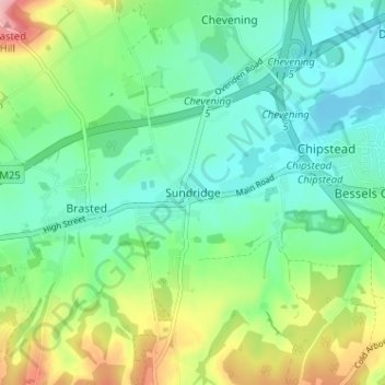 Sundridge topographic map, elevation, terrain