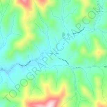 Fines Creek topographic map, elevation, terrain