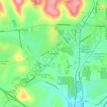 Getty Heights topographic map, elevation, terrain
