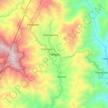 Kayapa topographic map, elevation, terrain