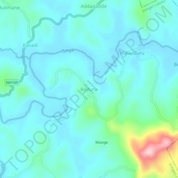 Koduru topographic map, elevation, terrain
