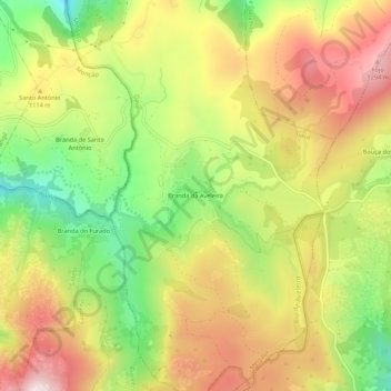 Branda da Aveleira topographic map, elevation, terrain