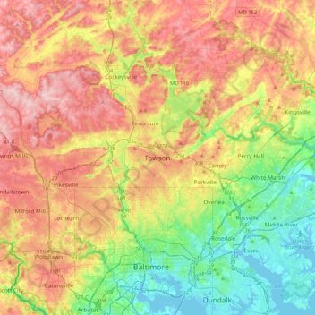 Towson topographic map, elevation, terrain