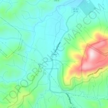 Cosby topographic map, elevation, terrain