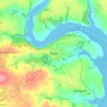 Hook topographic map, elevation, terrain