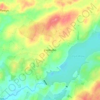 Llanbabo topographic map, elevation, terrain