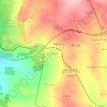 Kuwait topographic map, elevation, terrain
