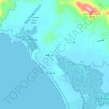 Playa Grande topographic map, elevation, terrain