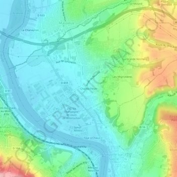 Champ Fleuri topographic map, elevation, terrain