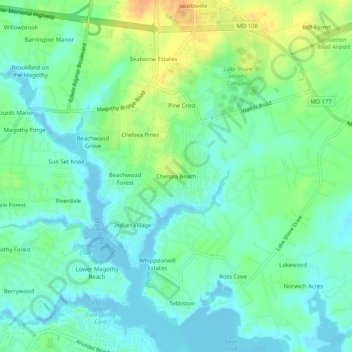 Chelsea Beach topographic map, elevation, terrain