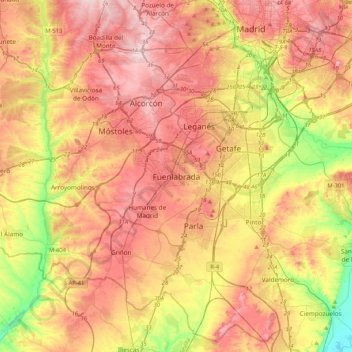 Fuenlabrada topographic map, elevation, terrain