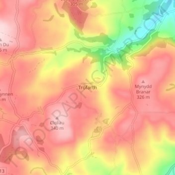 Trofarth topographic map, elevation, terrain