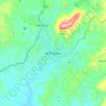 Adwa topographic map, elevation, terrain