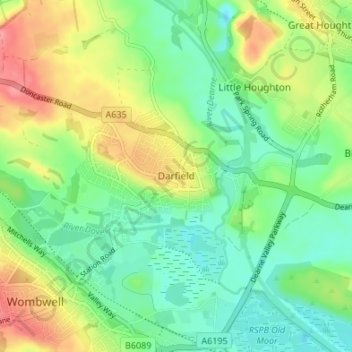 Darfield topographic map, elevation, terrain