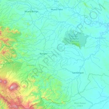 Pamenang Barat topographic map, elevation, terrain